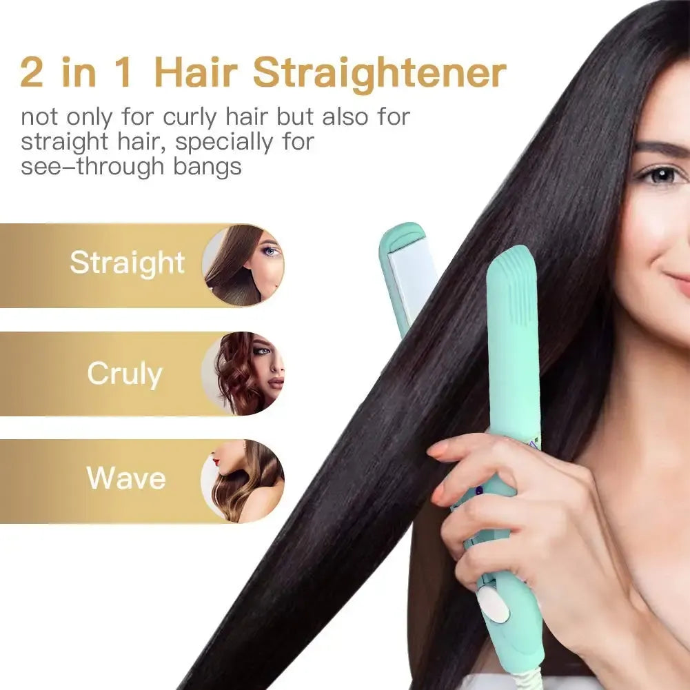 Mini Ceramic Hair Curler & Straightener