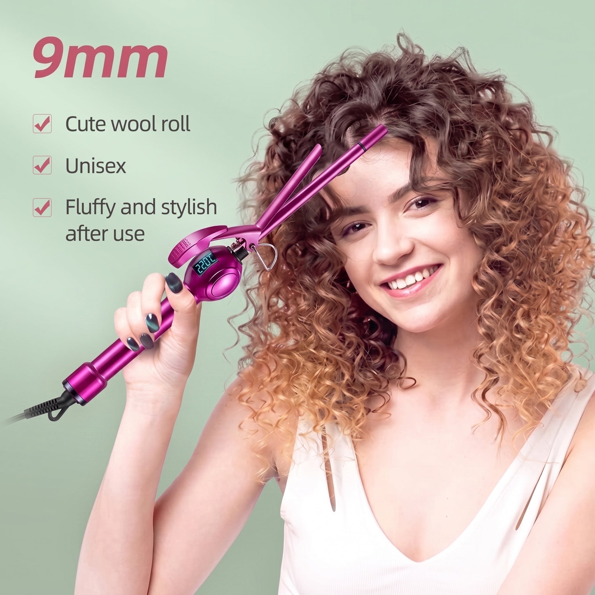 9mm Hair Curling Irons Magic Curling Wand Tool Hair Curler Electrical Hair Curly Small Volume Hairdressing